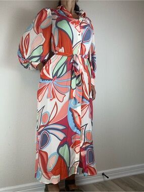 Alexis x Target Maxi Dress XXS Multicolor Floral Button Front Belted Pockets